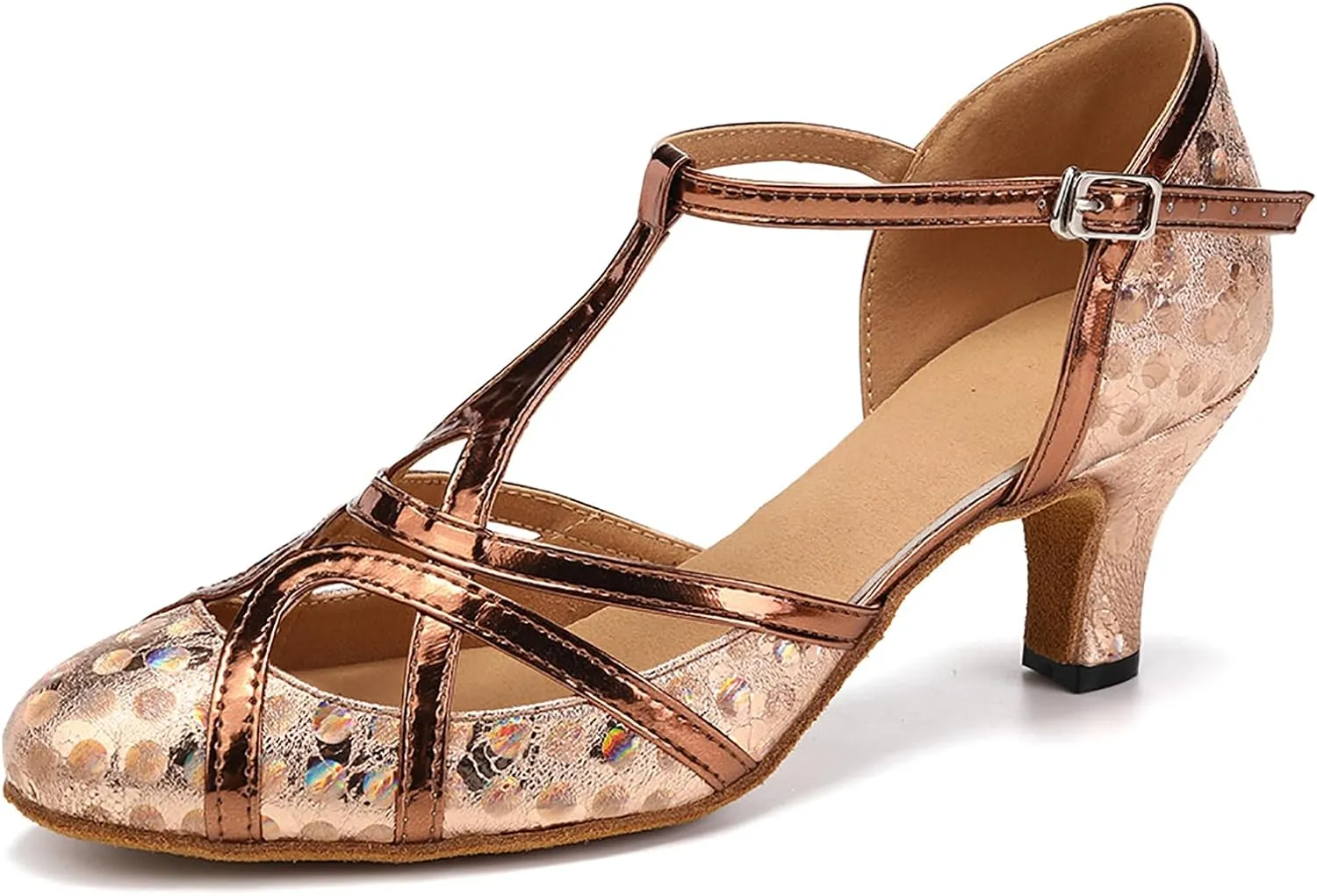 DKZSYIM Glitter Women Latin Dance Shoes Closed Toe Ballroom Salsa Tango Practice Performence Party Dancing Shoes,Model N511