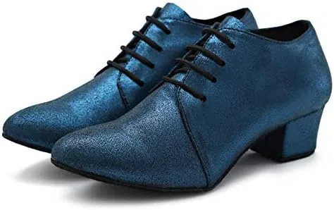 DKZSYIM Women's Fashion Mid Heel Lace-up Breathable Social Practice Ballroom Latin Dance Shoes