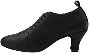 DKZSYIM Women's Fashion Mid Heel Lace-up Breathable Social Practice Ballroom Latin Dance Shoes