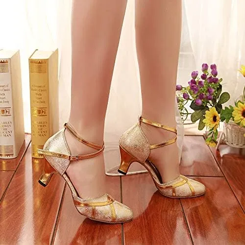 DKZSYIM Women's Professional Latin Dance Shoes Ballroom Wedding Performance Shoes,Model YCL212