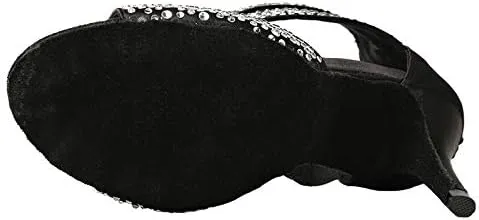 DKZSYIM Women's Rhinestone Latin Dance Shoes Ballroom Performance Shoes, Model YCL251