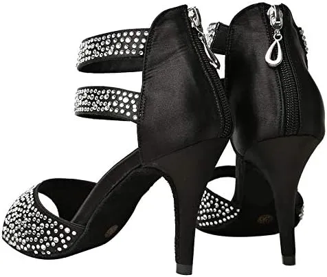 DKZSYIM Women's Rhinestone Latin Dance Shoes Ballroom Performance Shoes, Model YCL251