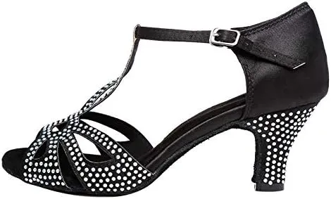 DKZSYIM Women's Rhinestone Latin Dance Shoes Ballroom Performance Shoes, Model YCL345