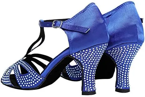 DKZSYIM Women's Rhinestone Latin Dance Shoes Ballroom Performance Shoes, Model YCL345