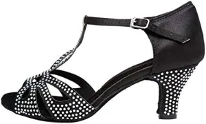 DKZSYIM Women's Rhinestone Latin Dance Shoes Ballroom Performance Shoes, Model YCL345