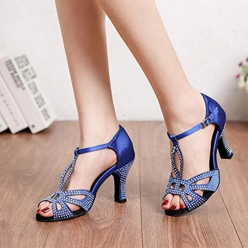 DKZSYIM Women's Rhinestone Latin Dance Shoes Ballroom Performance Shoes, Model YCL345