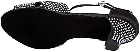 DKZSYIM Women's Rhinestone Latin Dance Shoes Ballroom Performance Shoes, Model YCL345