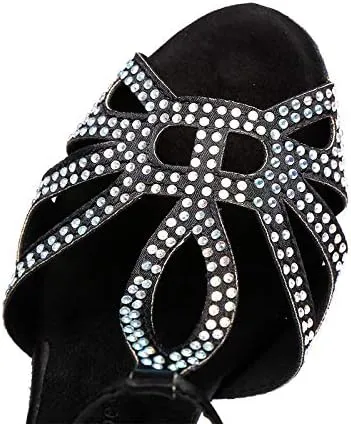 DKZSYIM Women's Rhinestone Latin Dance Shoes Ballroom Performance Shoes, Model YCL345
