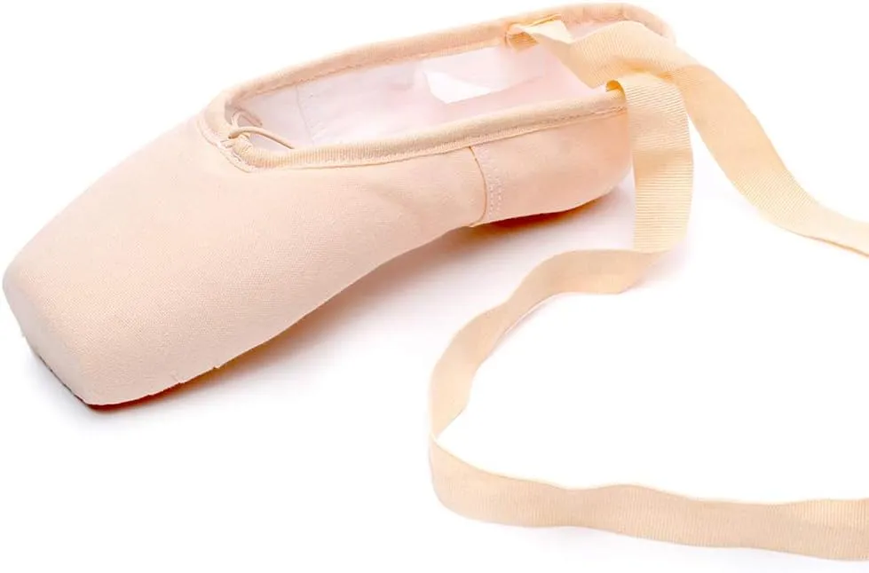 DKZSYIM Women's&Girls Pink Ballet Pointe Shoes with Ribbon Ballet Dance Toe Shoes Ballroom Performance Shoes,Model ZJBL