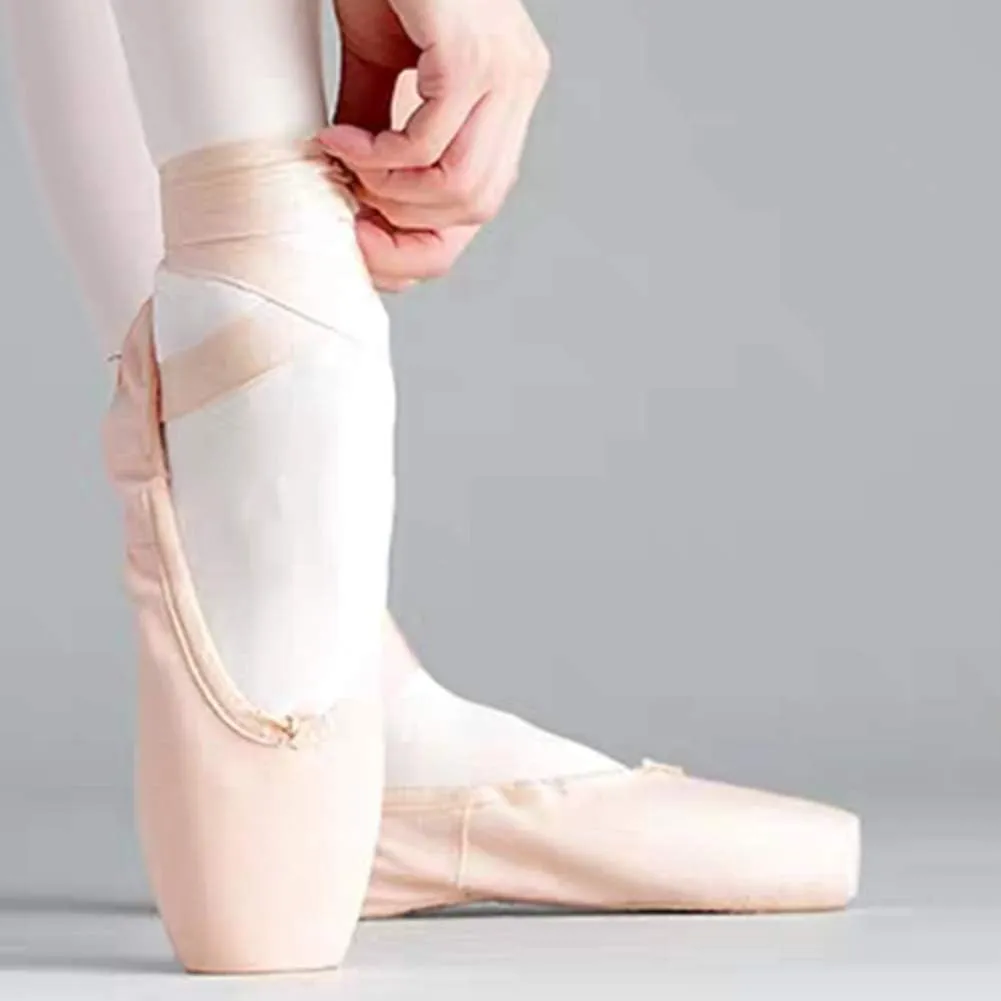 DKZSYIM Women's&Girls Pink Ballet Pointe Shoes with Ribbon Ballet Dance Toe Shoes Ballroom Performance Shoes,Model ZJBL