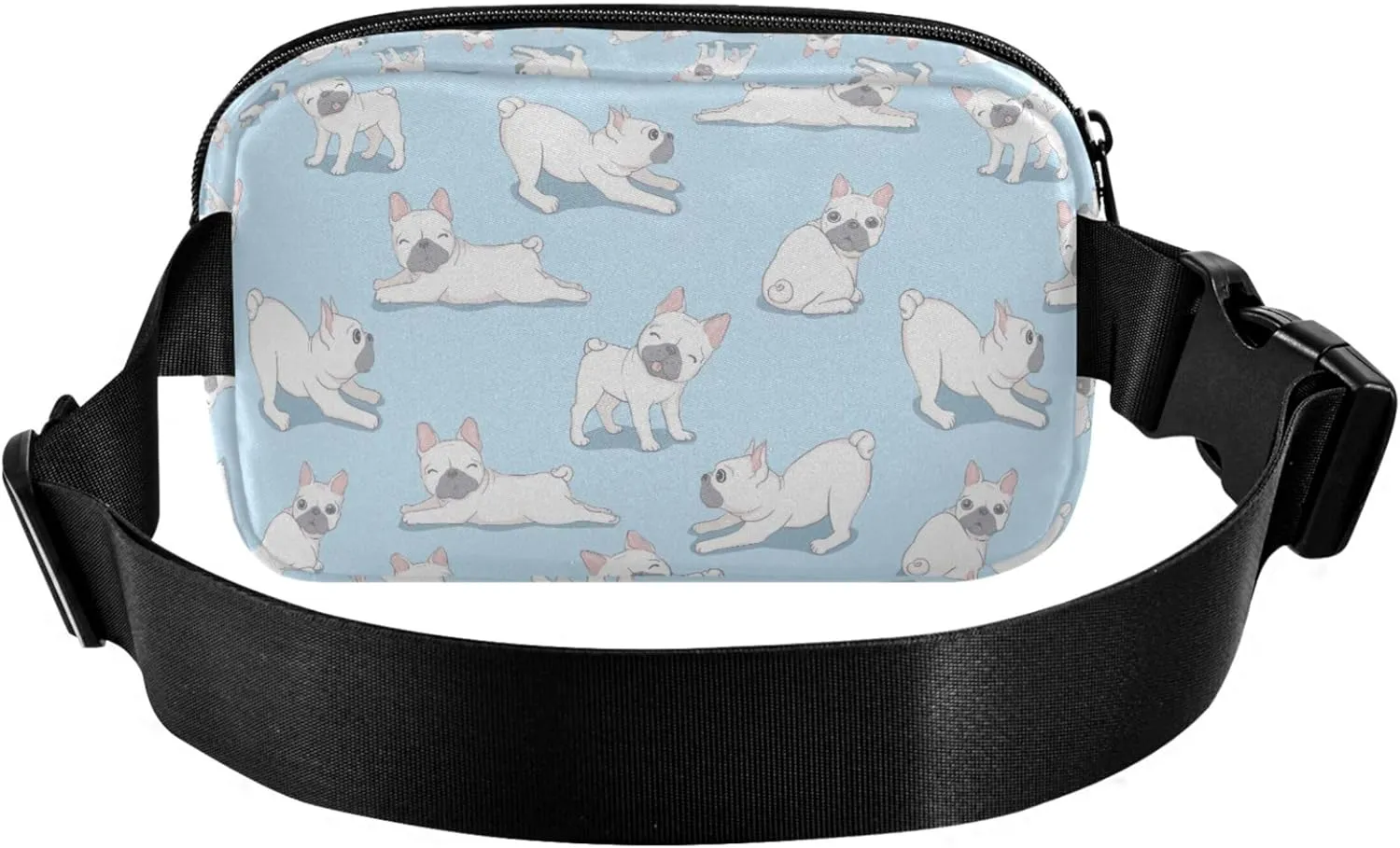 Dog French Bulldog Light Blue Women Fanny Packs Waterproof Everywhere Belt Bag Fashion Waist Bag for Women