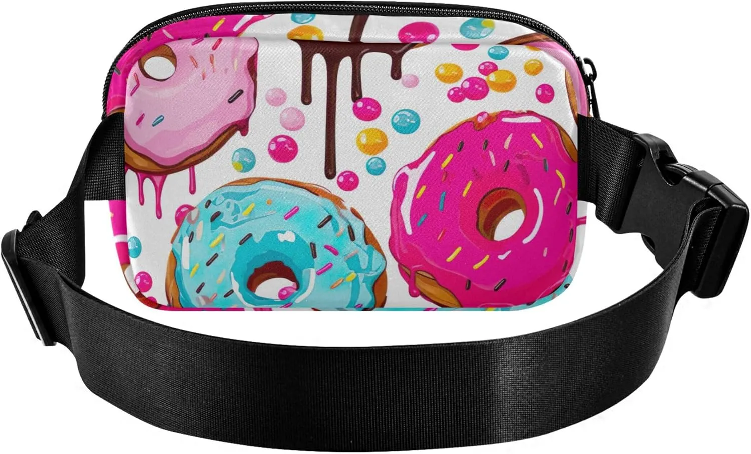 Donuts Pink Drip Print Women Fanny Packs Colorful Hip Pack Belt Pouch Waterproof Travel Waist Pouch