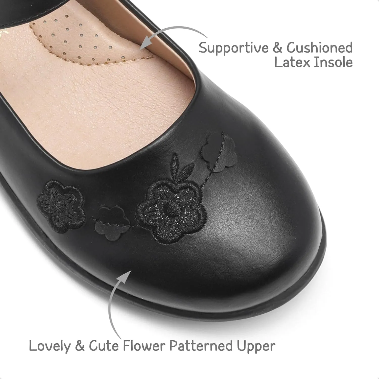 DREAM PAIRS Girls School Uniform Dress Shoes Mary Jane Black Flats