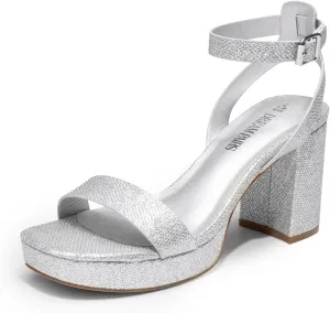 DREAM PAIRS Platform Heels for Women High Block Chunky Open Toe Ankle Strap Heels Fashion Wedding Party Evening Prom Dance Dress Pump Sandals Shoes
