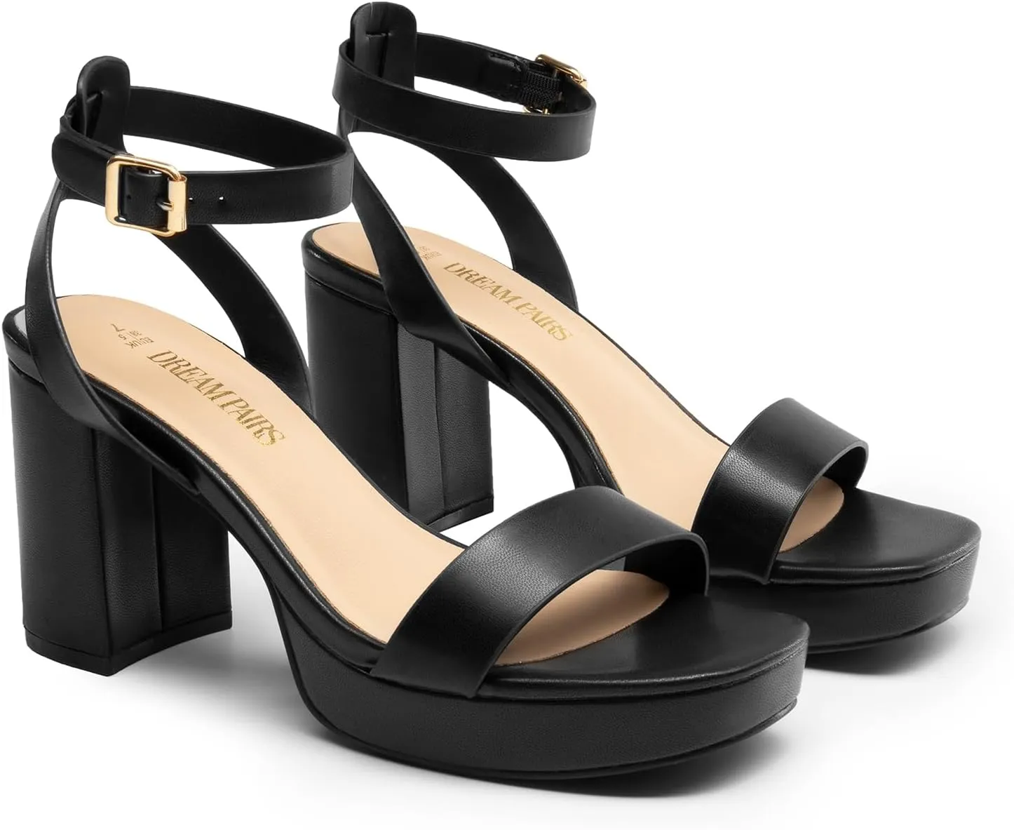 DREAM PAIRS Platform Heels for Women High Block Chunky Open Toe Ankle Strap Heels Fashion Wedding Party Evening Prom Dance Dress Pump Sandals Shoes