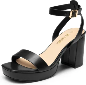 DREAM PAIRS Platform Heels for Women High Block Chunky Open Toe Ankle Strap Heels Fashion Wedding Party Evening Prom Dance Dress Pump Sandals Shoes