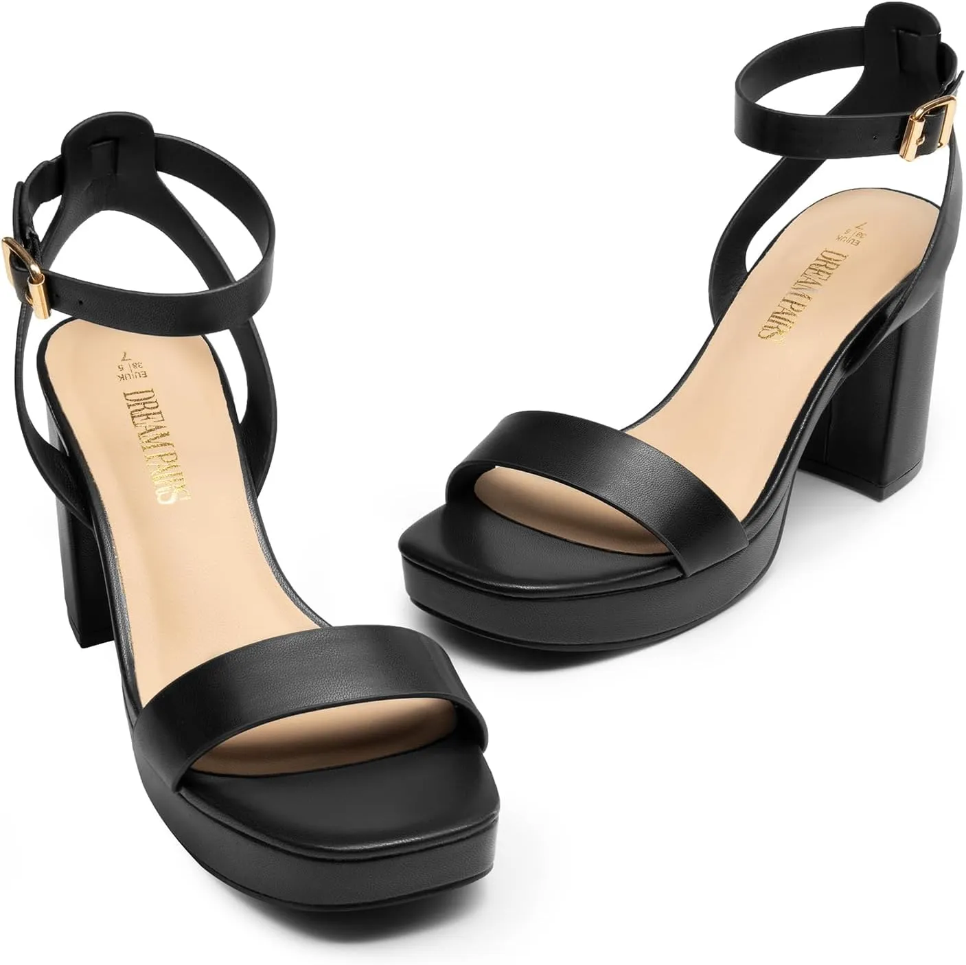 DREAM PAIRS Platform Heels for Women High Block Chunky Open Toe Ankle Strap Heels Fashion Wedding Party Evening Prom Dance Dress Pump Sandals Shoes