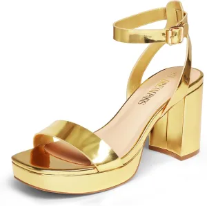 DREAM PAIRS Platform Heels for Women High Block Chunky Open Toe Ankle Strap Heels Fashion Wedding Party Evening Prom Dance Dress Pump Sandals Shoes
