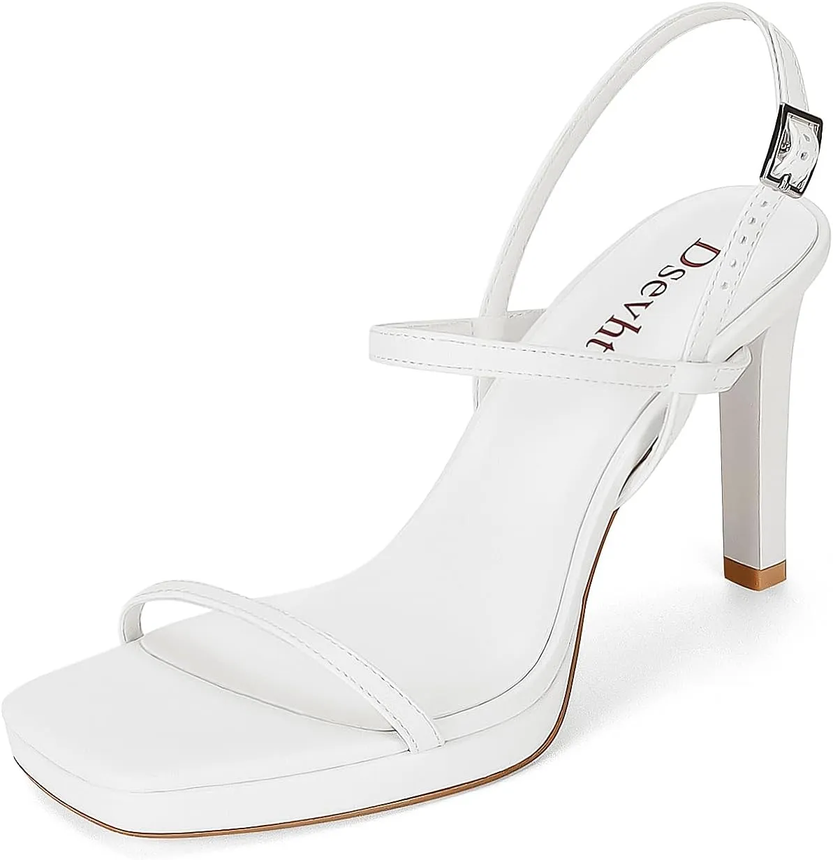Dsevht Womens Sandals Square Open Toe Chunky High Heels Strappy Ankle Strap Sexy High Heel Sandals for Women