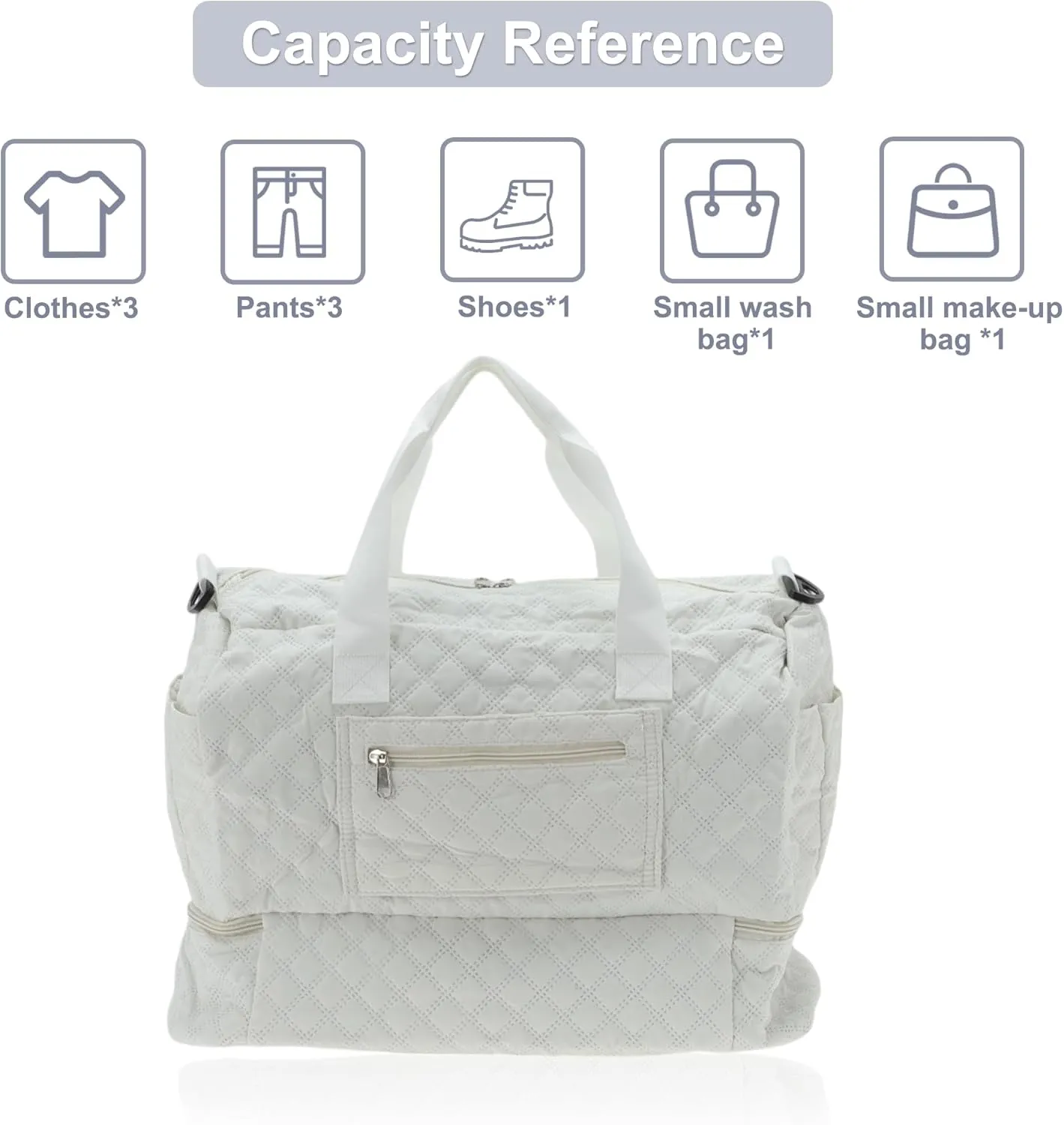 Duffle Bag for Travel, Partitioned Design, Travel Duffle Bags, with Fixed Luggage Strap, Shoe Compartment, Apricot White, 2 Pcs