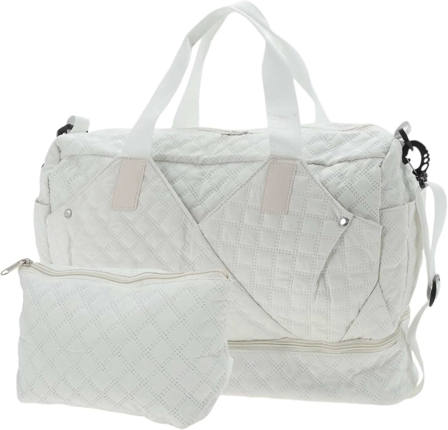 Duffle Bag for Travel, Partitioned Design, Travel Duffle Bags, with Fixed Luggage Strap, Shoe Compartment, Apricot White, 2 Pcs