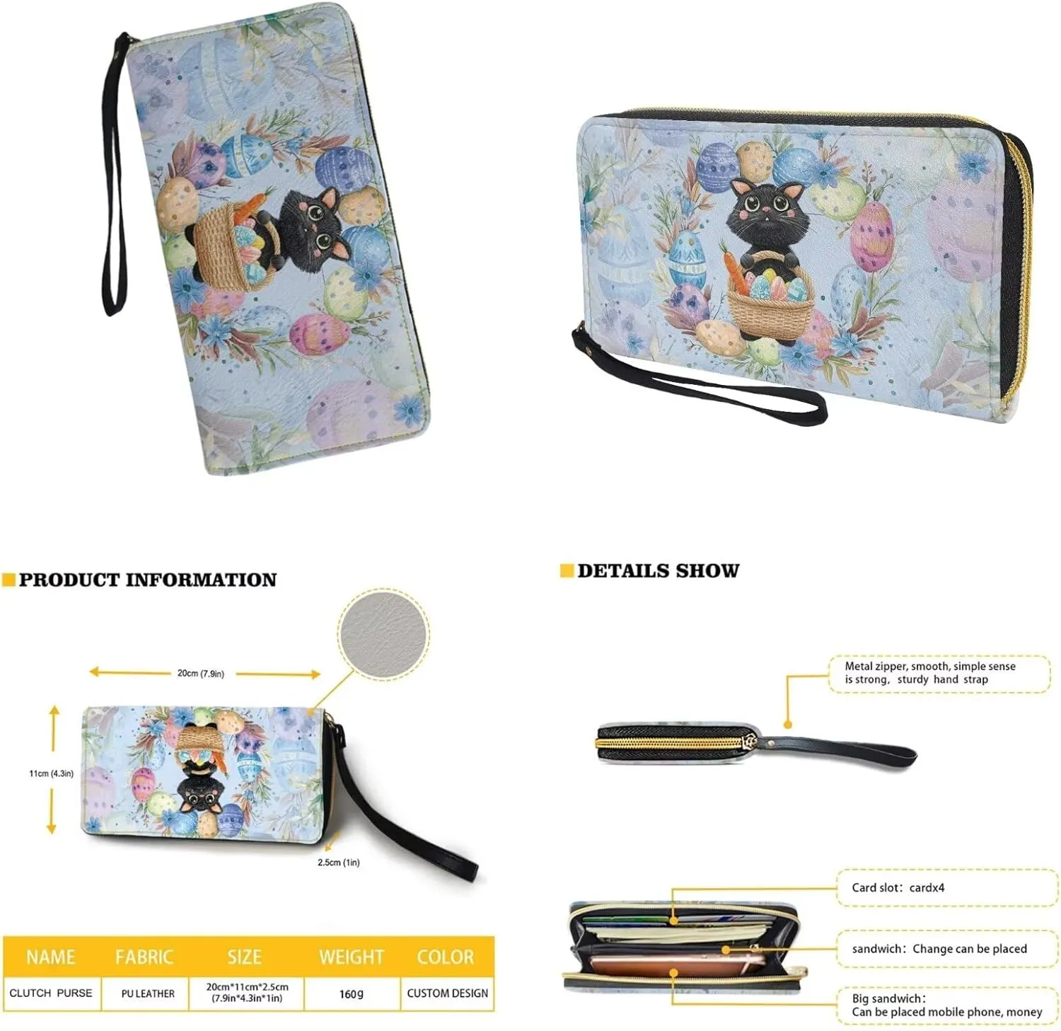 Easter Pattern Large Crossbody Bags Ladies Shoulder Handbags Purse and Wallet Set for Women Girls
