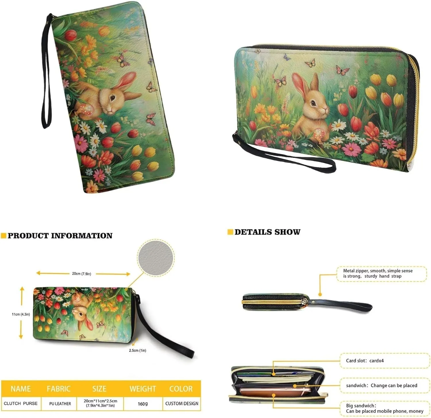 Easter Pattern Large Crossbody Bags Ladies Shoulder Handbags Purse and Wallet Set for Women Girls