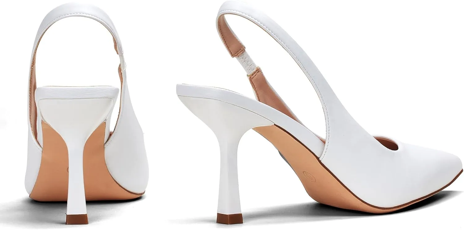 Elisabet Tang 3.14 in Trendy Slingback Stiletto Pumps for Women - Sexy Slip on Pointed Closed Toe mid High Heels Daily Party Office