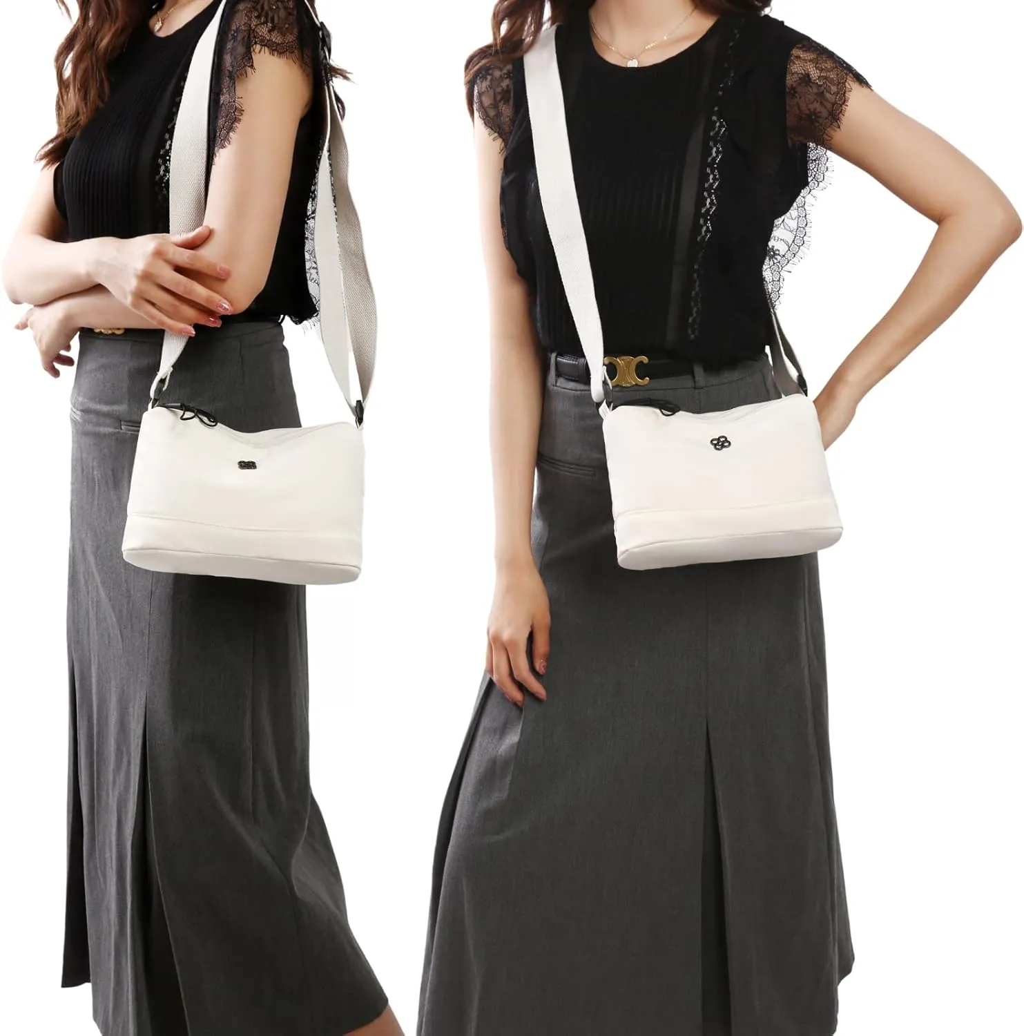 Eslcorri Crossbody Bags for Women, Small Shoulder Bag Nylon Simple Purse with Zipper, Lightweight Casual Simple Purse