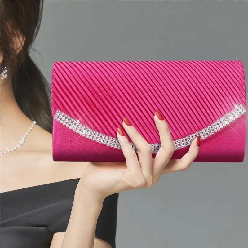 Fabric Art Inlay Rhinestones Evening Bag French Simple Clutch Purses