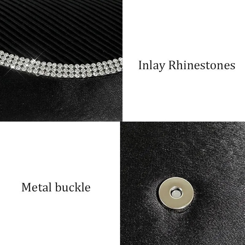 Fabric Art Inlay Rhinestones Evening Bag French Simple Clutch Purses