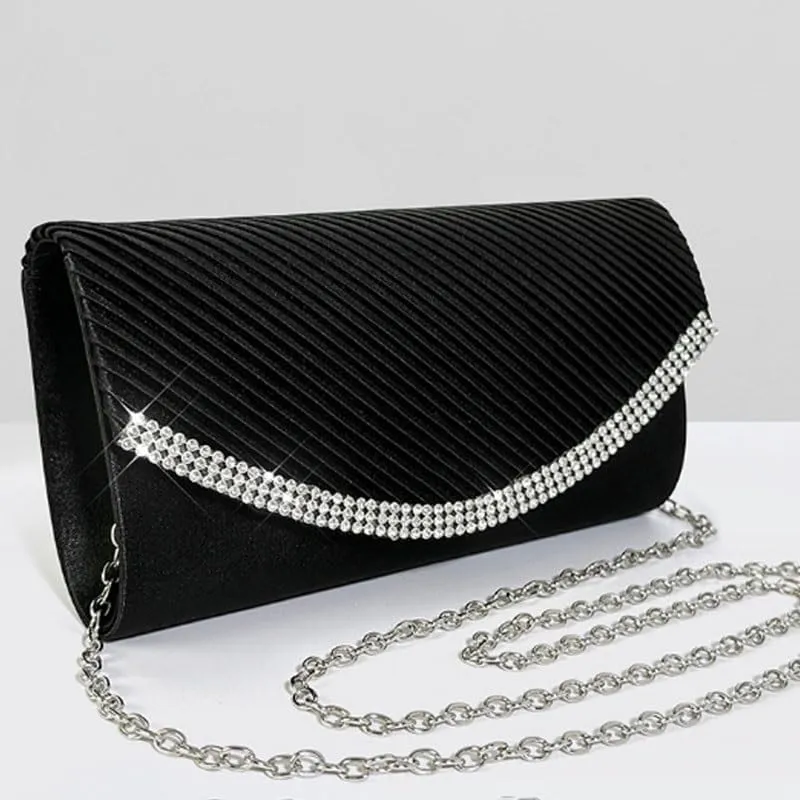 Fabric Art Inlay Rhinestones Evening Bag French Simple Clutch Purses