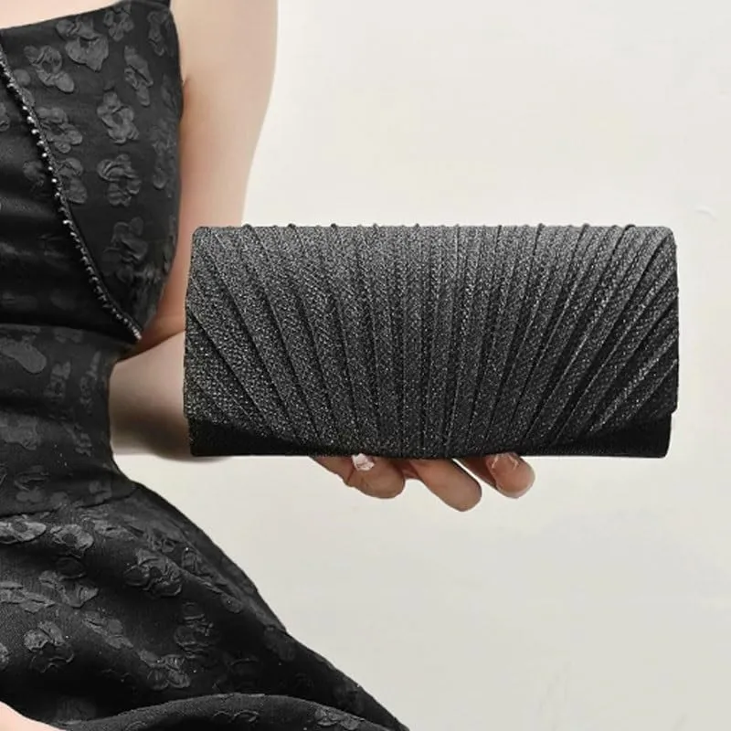 Fabric Art Pleats Evening Bag French Simple Clutch Purses