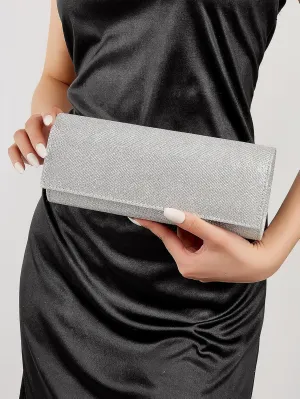 Fabric Art Silver Evening Bag French Simple Clutch Purses
