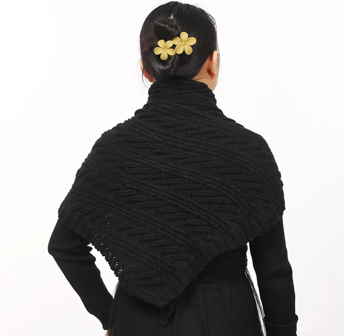FAD-4U Women Winter Warm Scarf Medieval Vintage Knitted Cosy Wrap Shawl Warm Ladies Sweater Triangular Scarves Cape