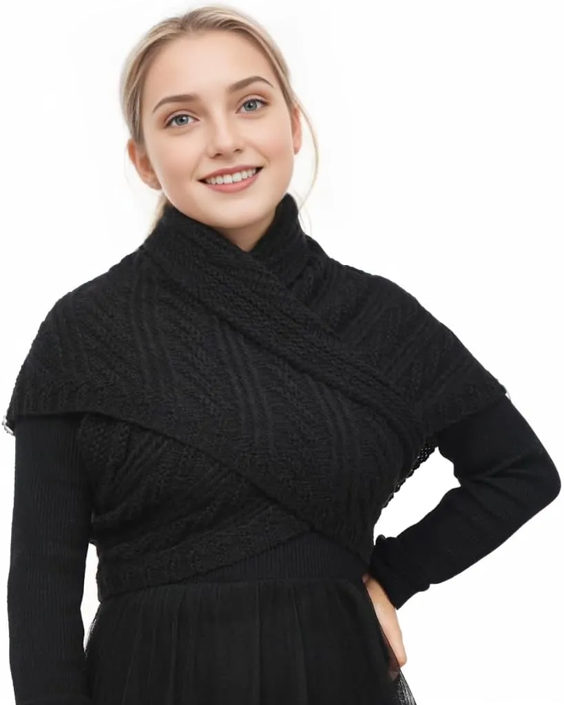FAD-4U Women Winter Warm Scarf Medieval Vintage Knitted Cosy Wrap Shawl Warm Ladies Sweater Triangular Scarves Cape