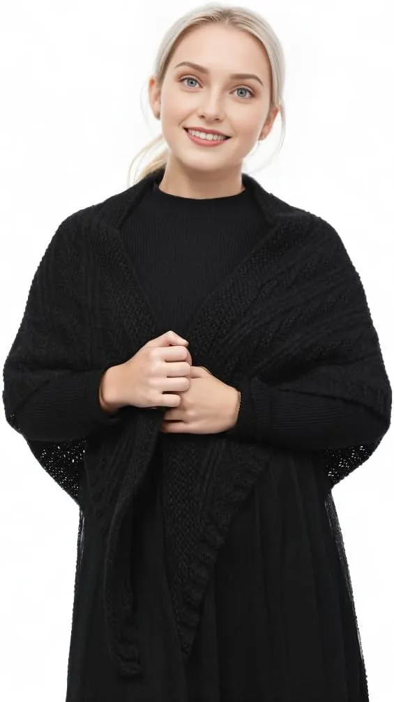 FAD-4U Women Winter Warm Scarf Medieval Vintage Knitted Cosy Wrap Shawl Warm Ladies Sweater Triangular Scarves Cape