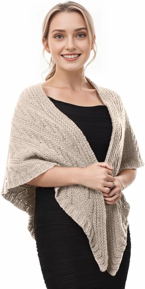FAD-4U Women Winter Warm Scarf Medieval Vintage Knitted Cosy Wrap Shawl Warm Ladies Sweater Triangular Scarves Cape