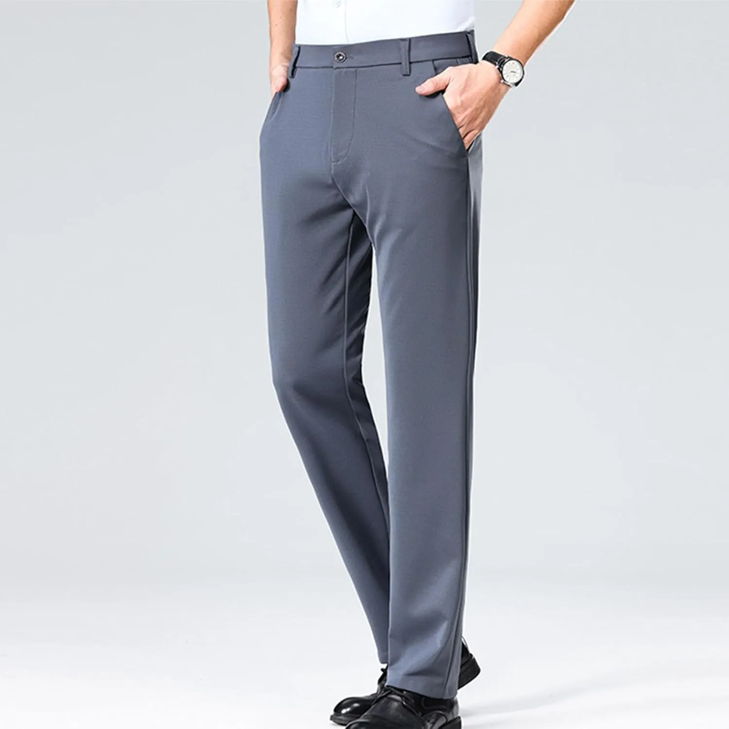 Finelylove Mens Dress Pants Casual Slim Fit Flat Front Formal Pants Wrinkle Free Tapered Trousers Trendy