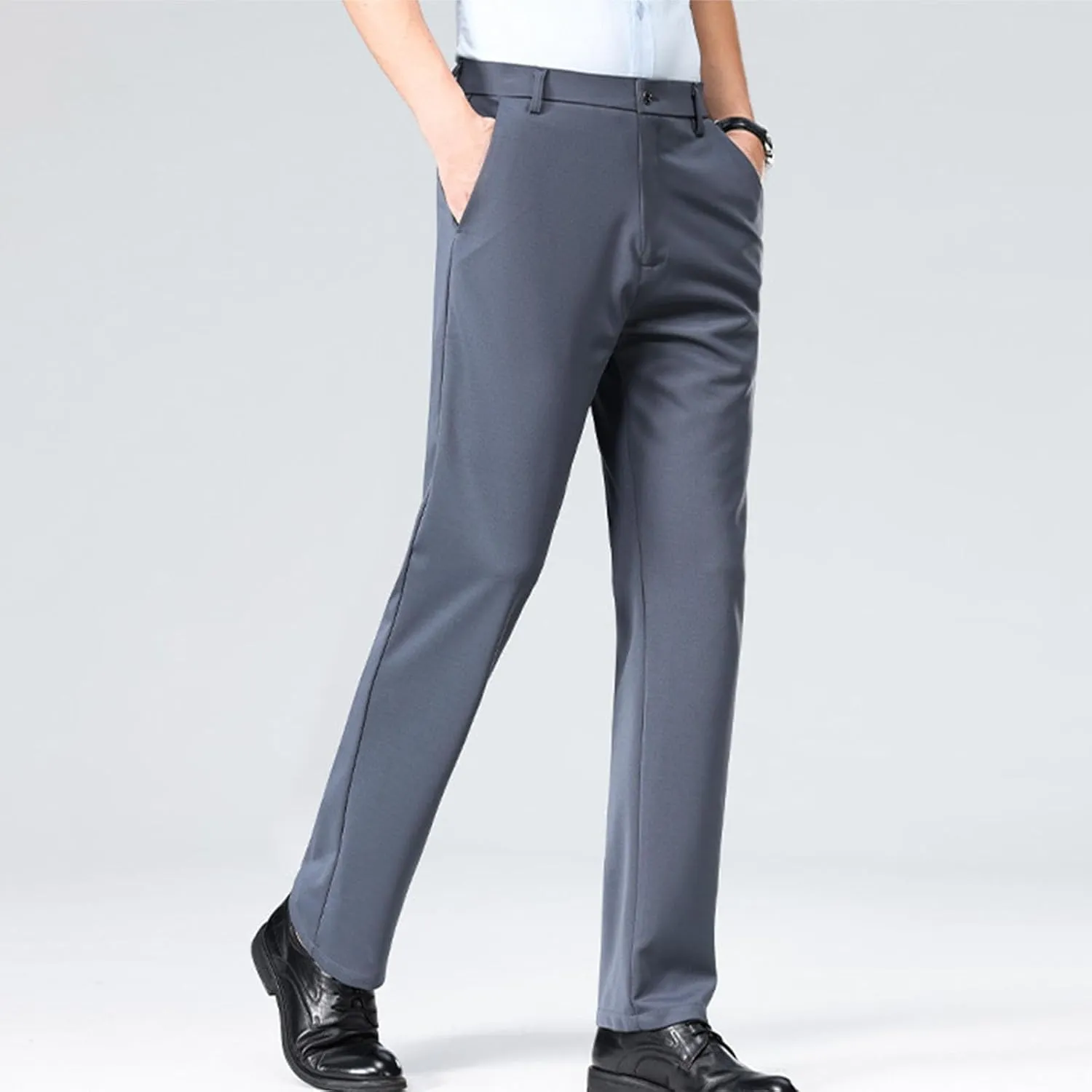 Finelylove Mens Dress Pants Casual Slim Fit Flat Front Formal Pants Wrinkle Free Tapered Trousers Trendy