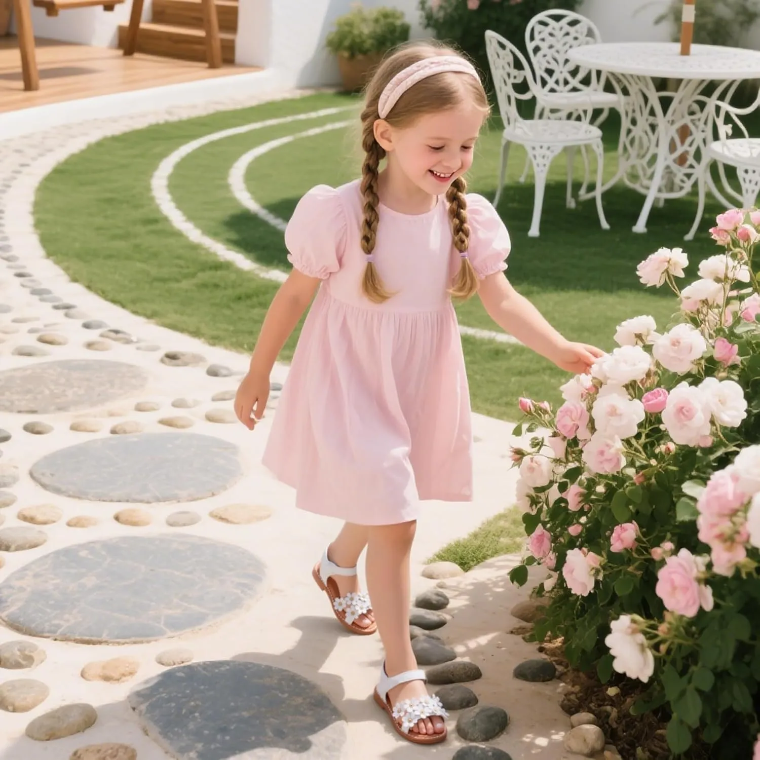 Flaryzone Toddler Little Girls Glitter Flower Open-Toe Flat Dress Sandals Summer Shoes