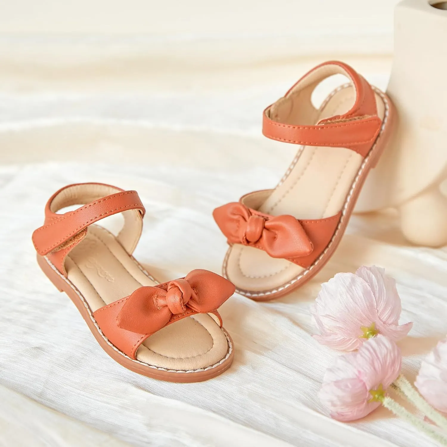 Flaryzone Toddler Little Girls Glitter Flower Open-Toe Flat Dress Sandals Summer Shoes
