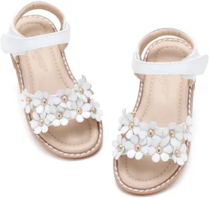Flaryzone Toddler Little Girls Glitter Flower Open-Toe Flat Dress Sandals Summer Shoes