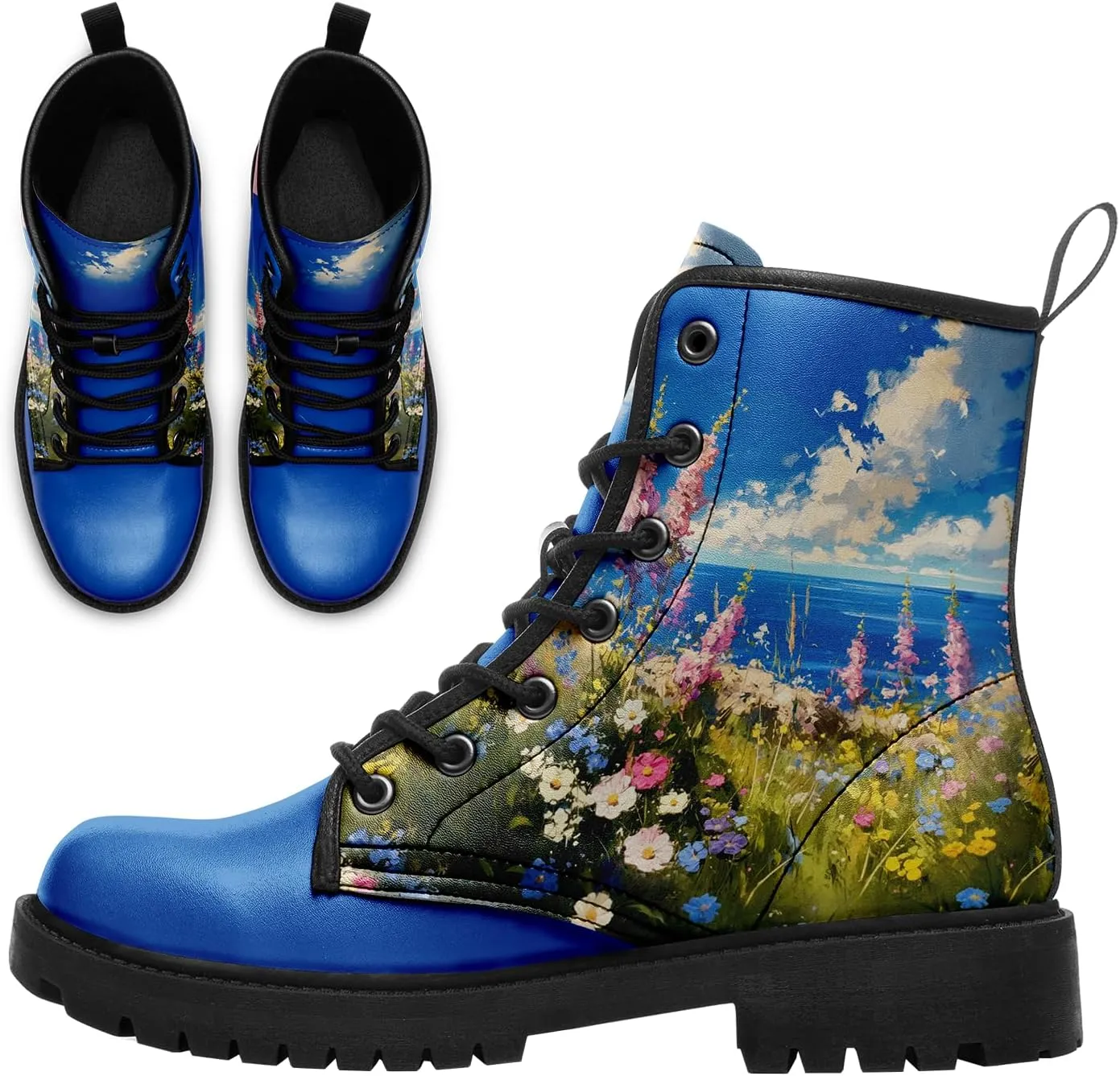 Floral Lady's Ankle Boots Fashion Comfortable Platform Women's Dress Booties Gift Flowers Lace-up Trendy Dress Shoes