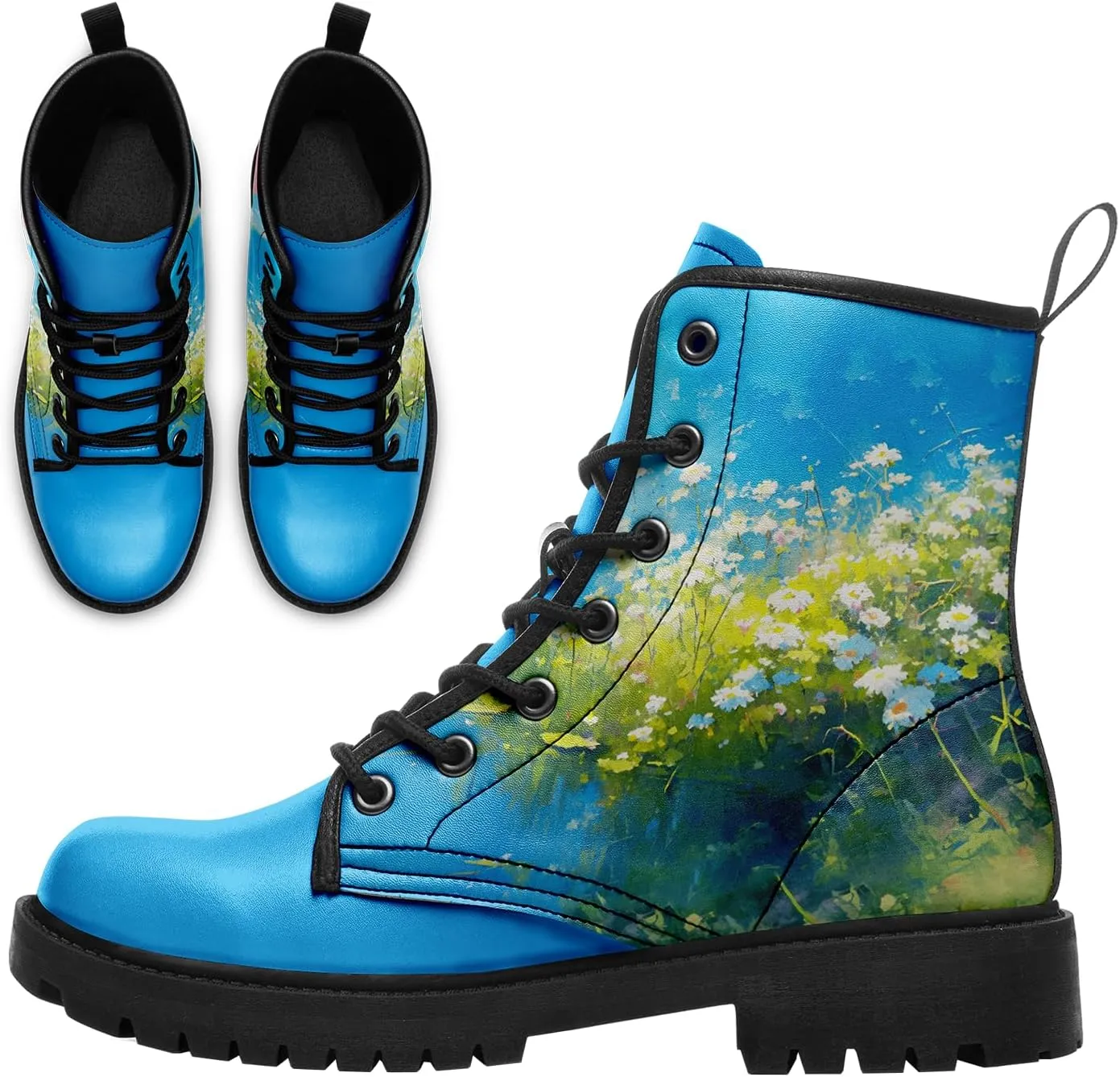Floral Lady's Ankle Boots Fashion Comfortable Platform Women's Dress Booties Gift Flowers Lace-up Trendy Dress Shoes