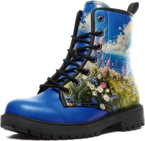 Floral Lady's Ankle Boots Fashion Comfortable Platform Women's Dress Booties Gift Flowers Lace-up Trendy Dress Shoes