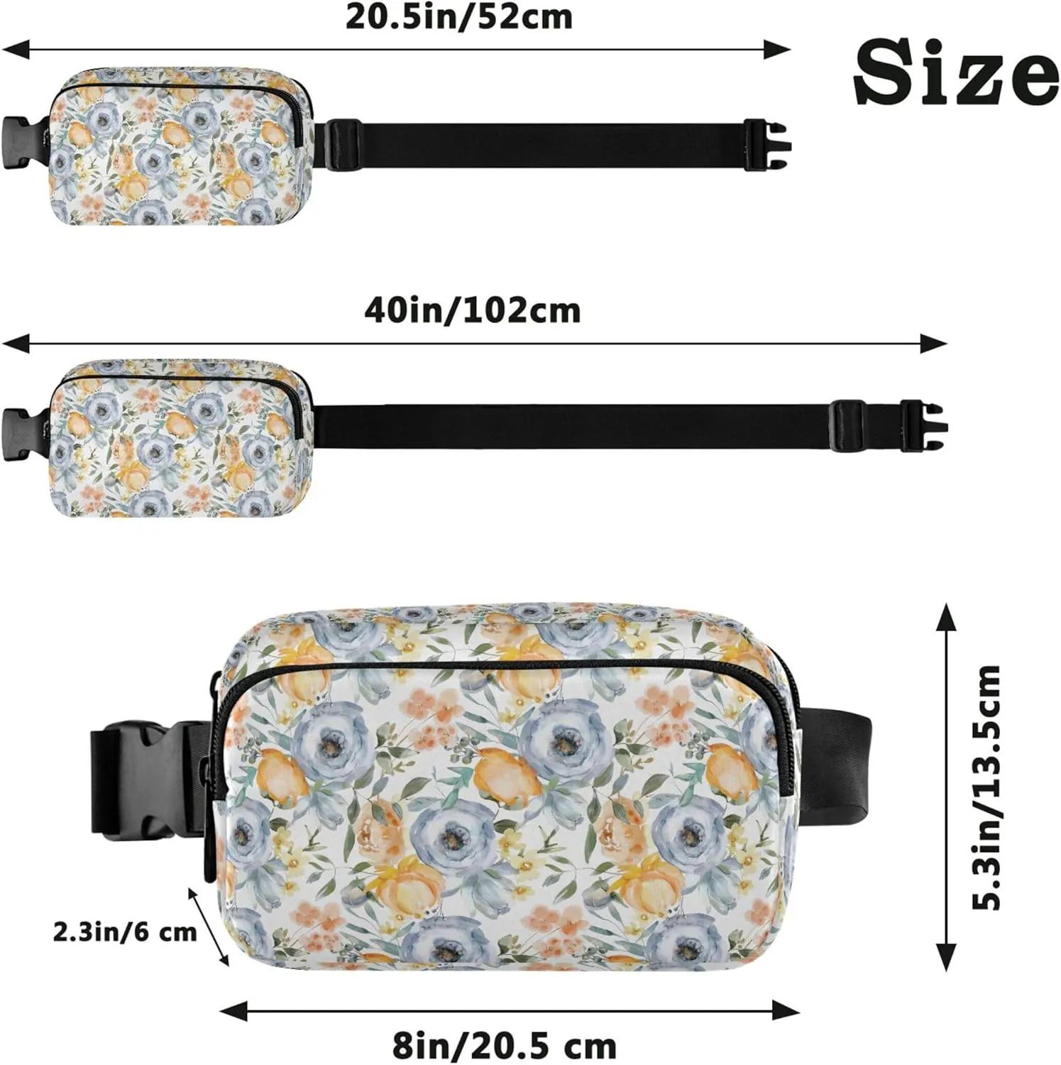 Floral Leaf Flowers Fanny Packs for Women Belt Bag Hip Pouch Waterproof Bright Color Travel Waist Pouch