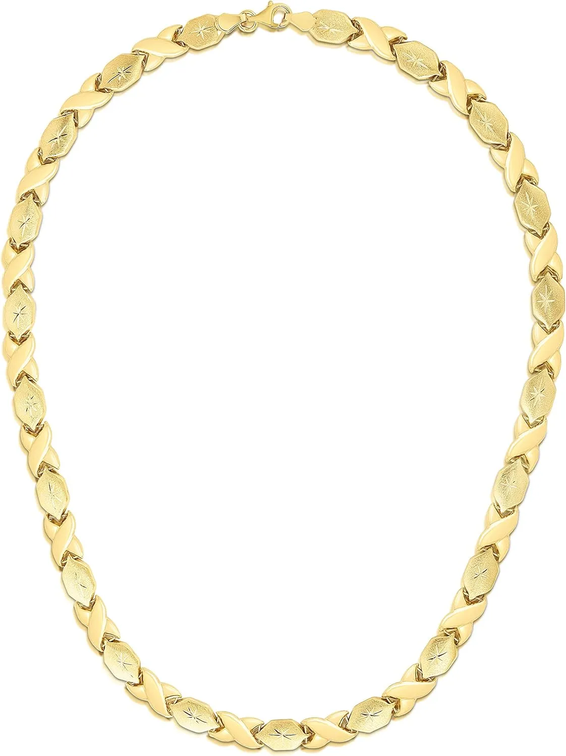 Floreo 10k Fine Gold Stampato XOXO Friendship and Relationship Hugs and Kisses Chain Necklace