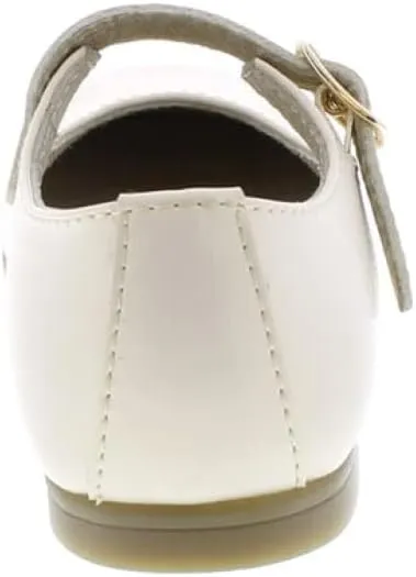 FOOTMATES Laura Mary Jane T-Strap Leather Girls Party Dress Shoes with Custom-Fit Insoles, Slip-Resistant Non-Marking Outsoles - for Toddlers and Little Kids, Ages 1-8