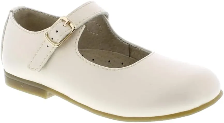 FOOTMATES Laura Mary Jane T-Strap Leather Girls Party Dress Shoes with Custom-Fit Insoles, Slip-Resistant Non-Marking Outsoles - for Toddlers and Little Kids, Ages 1-8